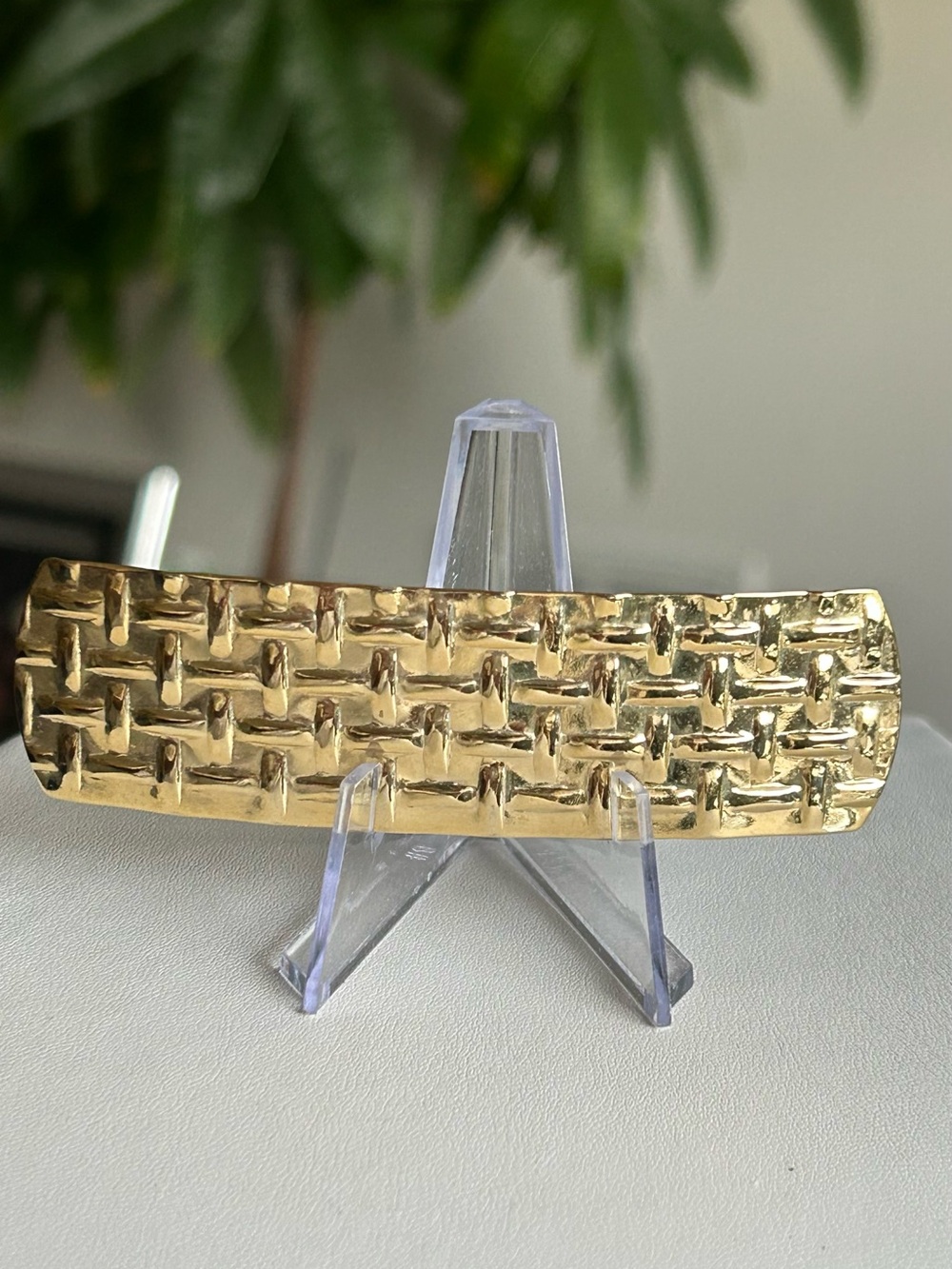 Made in France Gold Textured Metal Hair Barrette